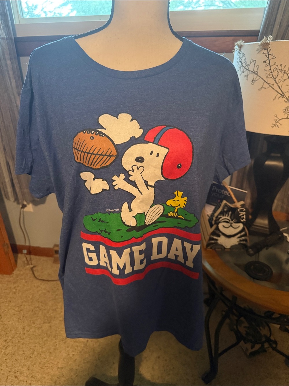 Peanuts Blue 'Game Day' Snoopy & Woodstock Football Tee